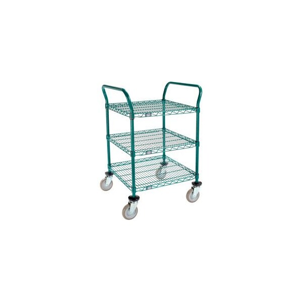 Gec Nexel Utility Cart, 3 Shelf, Poly-Green, 24"L x 24"W x 39"H, Polyurethane Swivel Casters 2424P3G - main